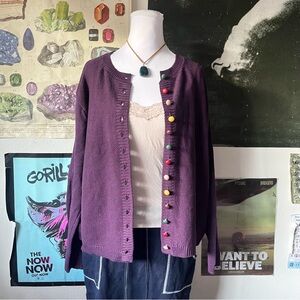 🌈 Purple Candy Button Knit Cardigan 🌈